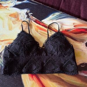 Anemone Black Geometric Lace Bralette